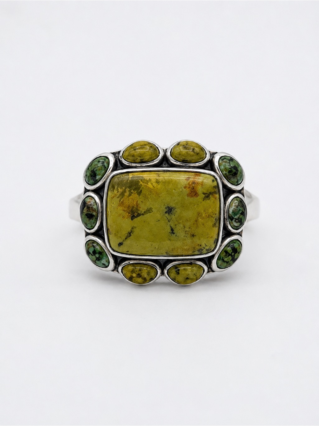 Serpentine And African Turquoise Ring (S925)